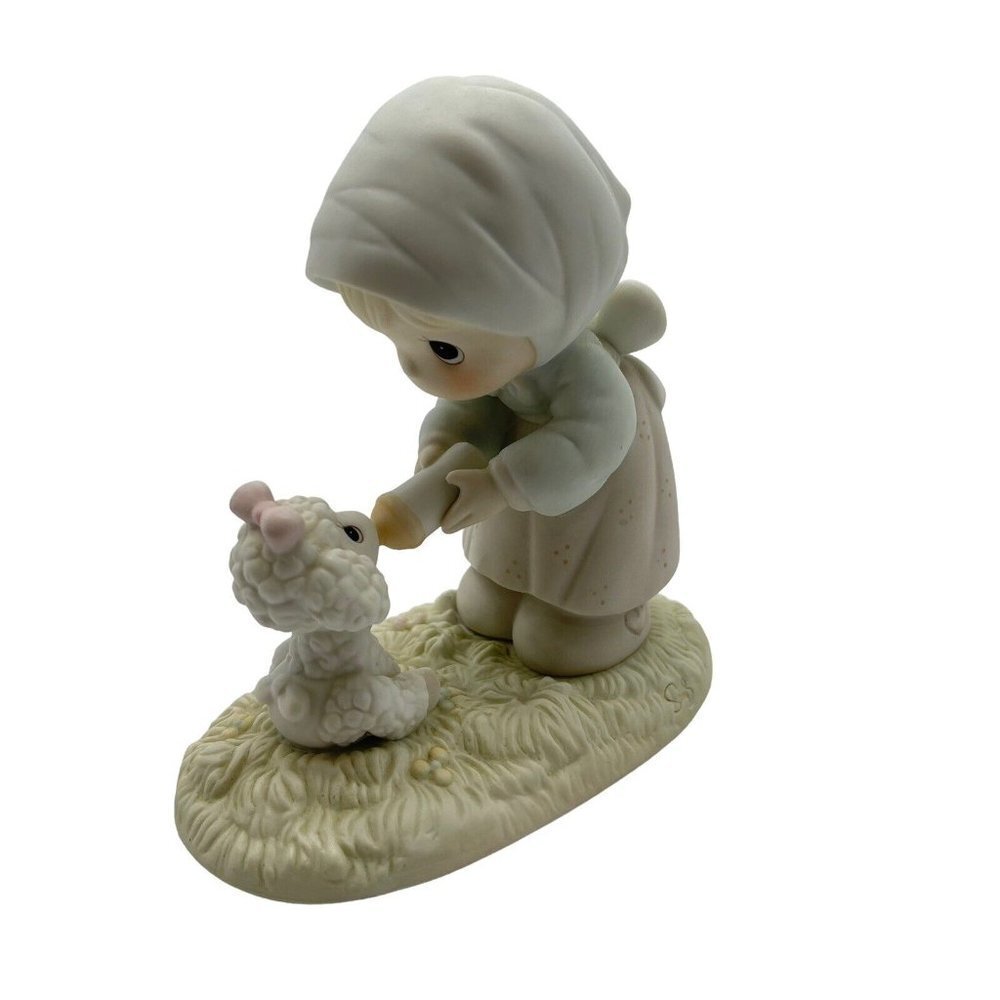 Precious Moments Feed My Sheep PM-871 Girl Feeding Lamb 1987 Collectors Club
